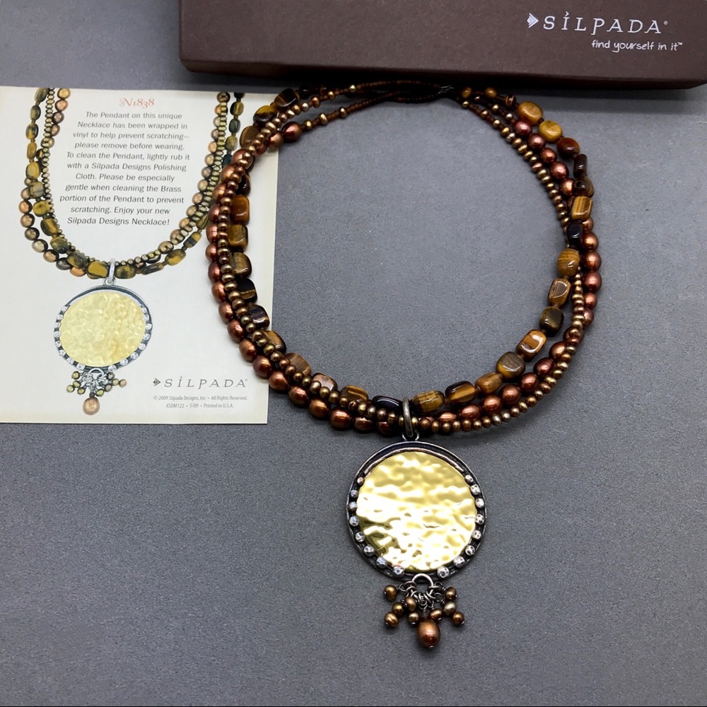 SILPADA BRONZE 3 STRAND NECKLACE AND PENDANT